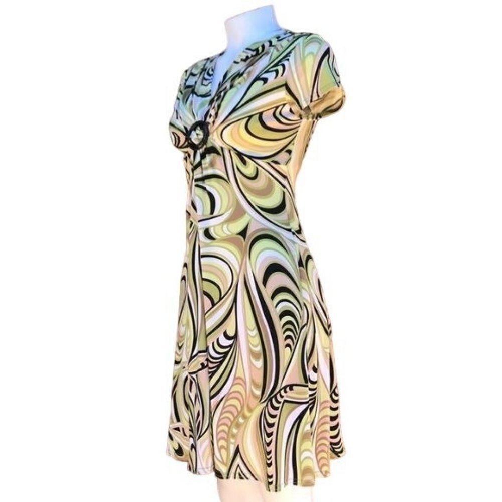 Vintage Y2K SL Fashions Maxi Sage Green Black Dress Size 4 - Picture 8 of 8
